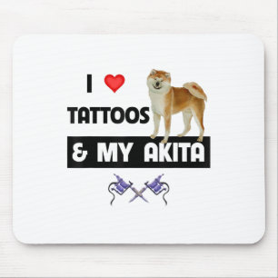 Ik hou van Tattoos en mijn Akita Dog tatoeëerde ma Muismat