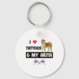 Ik hou van Tattoos en mijn Akita Dog tatoeëerde ma Sleutelhanger