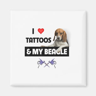 Ik hou van Tattoos en mijn beagle hond tatoeëerde  Magneet