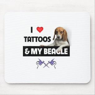 Ik hou van Tattoos en mijn beagle hond tatoeëerde Muismat