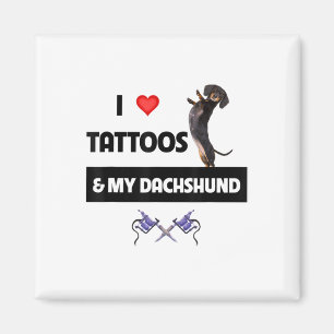 Ik hou van Tattoos en mijn Dachshund Dog Tattooed Magneet