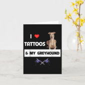 Ik hou van Tattoos en mijn Greyhound Racing Tattoo Kaart (Gele Bloem)