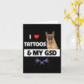 Ik hou van Tattoos en mijn GSD Duitse herdershond  Kaart (Gele Bloem)