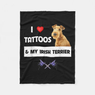 Ik hou van Tattoos en mijn Ierse terrier Dog mam p Fleece Deken