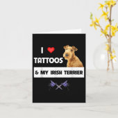 Ik hou van Tattoos en mijn Ierse terrier Dog mam p Kaart (Gele Bloem)