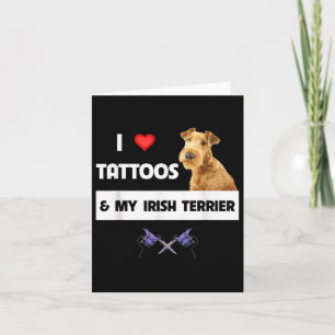Ik hou van Tattoos en mijn Ierse terrier Dog mam p Kaart