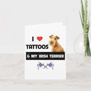 Ik hou van Tattoos en mijn Ierse terrier Dog mam p Kaart