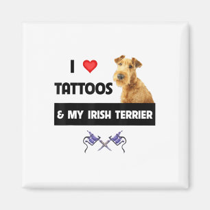 Ik hou van Tattoos en mijn Ierse terrier Dog mam p Magneet
