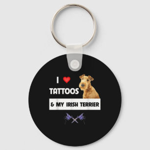 Ik hou van Tattoos en mijn Ierse terrier Dog mam p Sleutelhanger