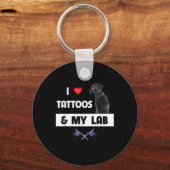 Ik hou van Tattoos en mijn Labrador Retriever Lab Sleutelhanger (Voorkant)
