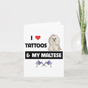 Ik hou van Tattoos en mijn Maltese hond Maltipoo m Kaart