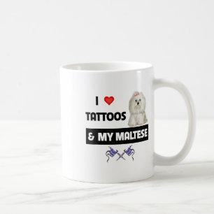 Ik hou van Tattoos en mijn Maltese hond Maltipoo m Koffiemok