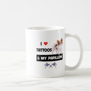 Ik hou van Tattoos en mijn Papillon Dog mam Koffiemok