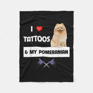 Ik hou van Tattoos en mijn pommerse hond van mama. Fleece Deken