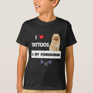 Ik hou van Tattoos en mijn pommerse hond van mama. T-shirt