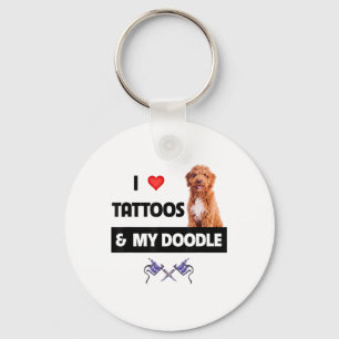 Ik hou van Tattoos en van mijn gouden hond. Sleutelhanger
