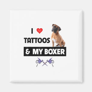 Ik hou van Tattoos en van mijn hond met tatoeage h Magneet