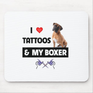 Ik hou van Tattoos en van mijn hond met tatoeage h Muismat