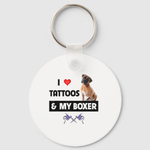 Ik hou van Tattoos en van mijn hond met tatoeage h Sleutelhanger