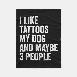 Ik hou van Tattoos mijn hond en misschien 3 mensen Fleece Deken