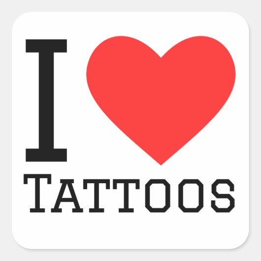 Ik hou van tattoos vierkante sticker (Voorkant)