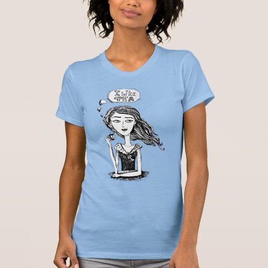 Ik hou van Tea Ink Drawing Girl T-shirt (Voorkant)