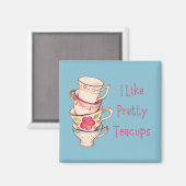 Ik hou van  Teacups Blue Fridge Magnet (Voorkant / Achterkant)
