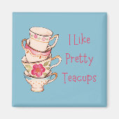 Ik hou van  Teacups Blue Fridge Magnet (Voorkant)