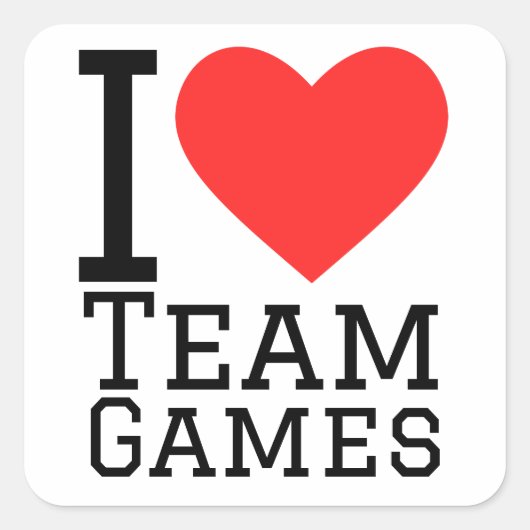 Ik hou van teamgames vierkante sticker (Voorkant)