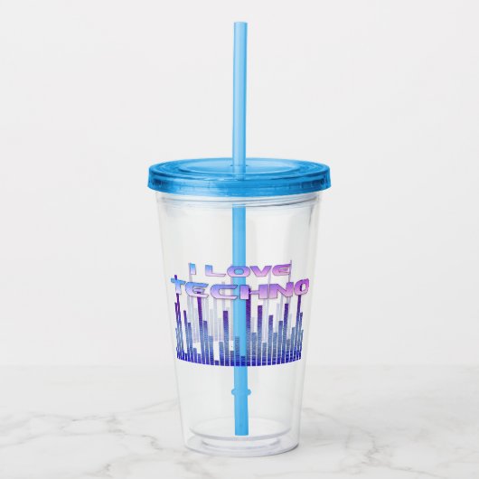 Ik hou van Techno Acryl Drinkbeker (Voorkant)