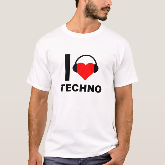 Ik hou van Techno Grappige T-shirt (Voorkant)