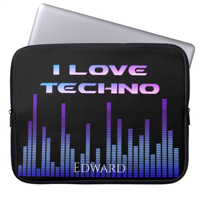 Ik hou van Techno Laptop Sleeve (Voorkant)