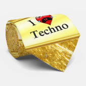 Ik hou van techno Met een grappig rood hart dat zi Stropdas (Opgerold)