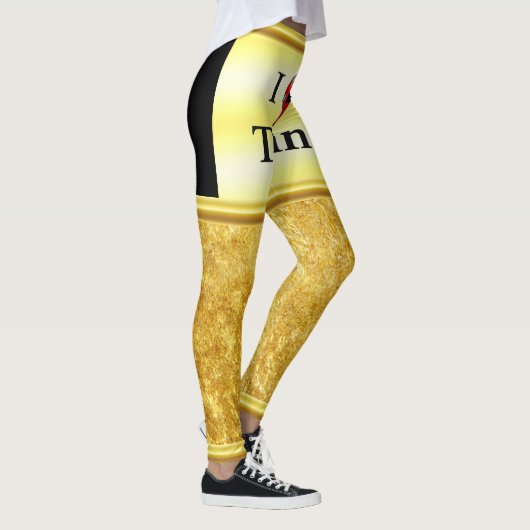 Ik hou van techno met een grappig rood hart zingen leggings (Rechts)