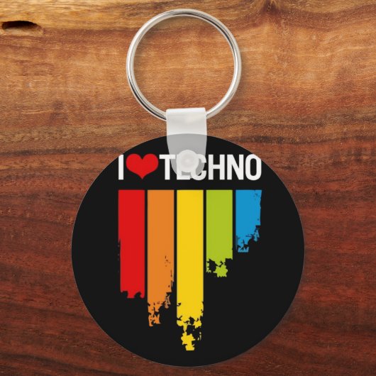 Ik hou van techno muziek sleutelhanger (Voorkant)