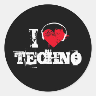 Ik hou van techno ronde sticker
