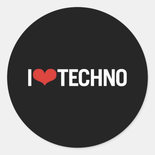 Ik hou van Techno Ronde Sticker (Voorkant)