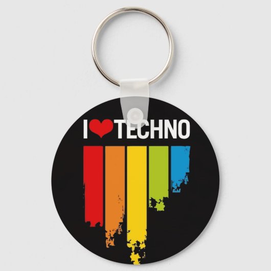 Ik hou van techno sleutelhanger (Voorkant)