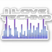 Ik hou van Techno Sticker (Voorkant)