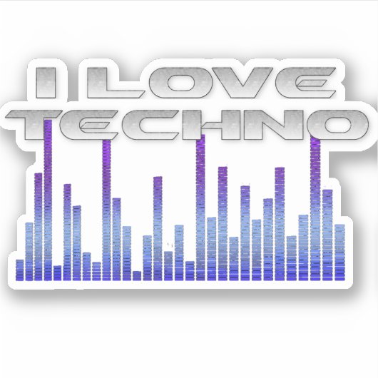 Ik hou van Techno Sticker (Voorkant)