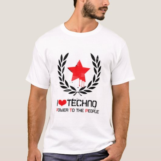 Ik hou van techno t-shirt (Voorkant)