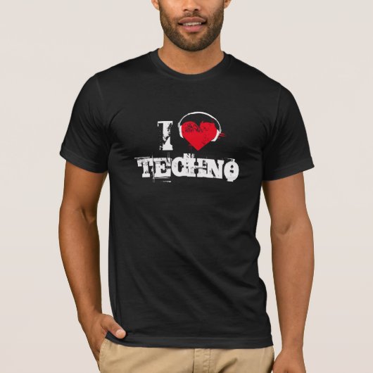 Ik hou van techno t-shirt (Voorkant)