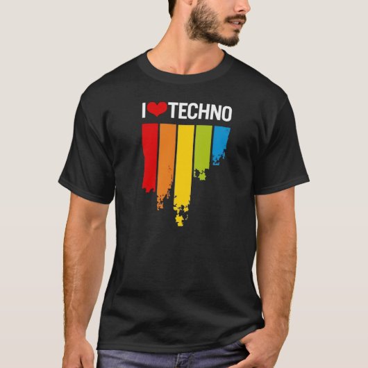 Ik hou van techno t-shirt (Voorkant)