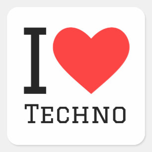 Ik hou van techno vierkante sticker