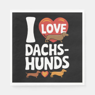 Ik hou van teckels hartverwarmende huisdier liefhe servet