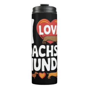 Ik hou van teckels hartverwarmende huisdier liefhe thermosbeker