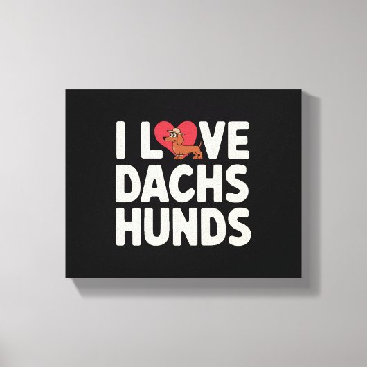 Ik hou van teckels Schattigee Cartoon Canvas Afdruk (Voorkant)