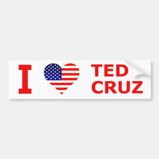 Ik hou van Ted Cruz Populair rood, wit en blauw Bumpersticker (Voorkant)