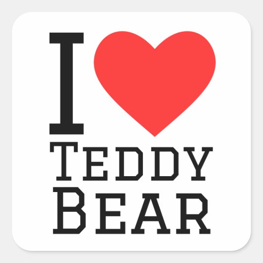 Ik hou van Teddy beer Vierkante Sticker (Voorkant)