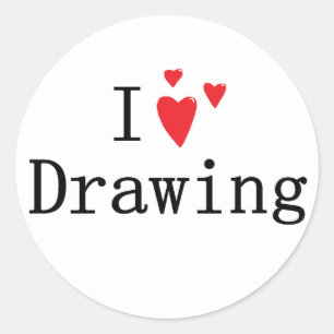 Ik hou van tekenen ronde sticker